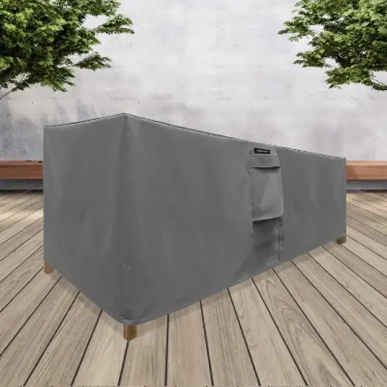 KHOMO GEAR Waterproof Square Table Cover &ndash; Heavy-Duty Outdoor Furniture Protector in Grey &ndash; Fits Patio Coffee Small Square Tables - 60x25x33 image {1}