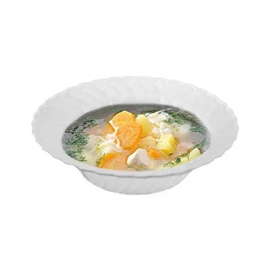 Smarty Had A Party 12 oz. White Flair Plastic Soup Bowls - 90 pcs image {6}
