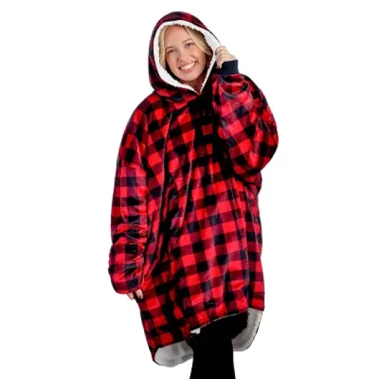 Fleece Wearable Blanket with Sleeves by Bare Home image {7}