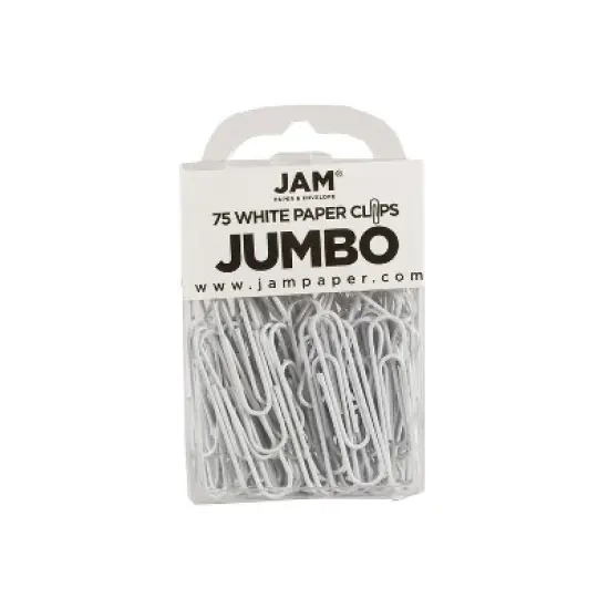 JAM Paper Colored Jumbo Paper Clips Large 2 Inch White Paperclips 2184934B image {1}