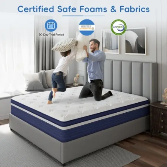 Swedrea Hybrid Mattress Medium Skin Friendly Memory Foam in White, Green, Gray, and Blu image {8}