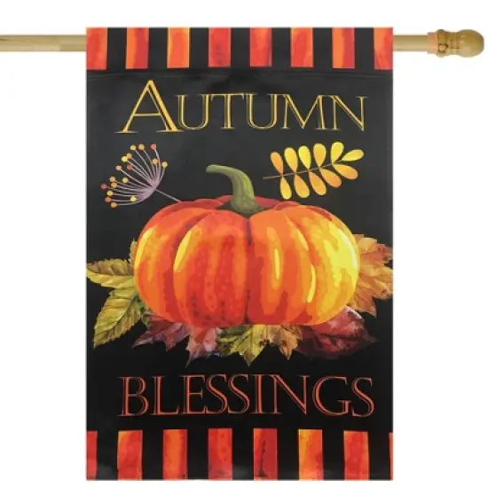 Northlight Autumn Blessings and Pumpkin Outdoor House Flag 40" x 28" image {1}