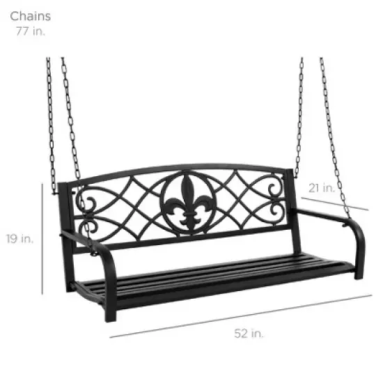 Best Choice Products 2-Person Metal Outdoor Porch Swing, Hanging Patio Bench w/ Weather-Resistant Steel image {6}