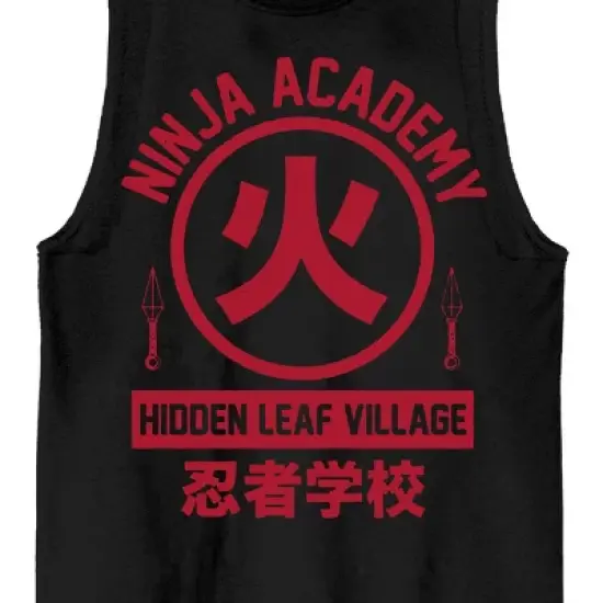 Naruto Shippuden Ninja Academy Crew Neck Sleeveless Men's Black Tank Top image {1}