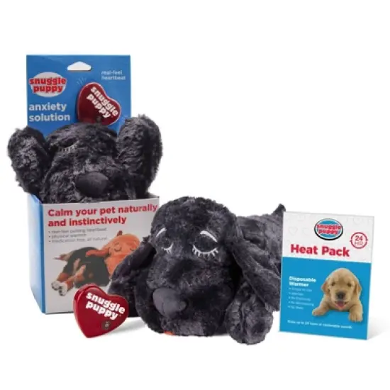 Snuggle Puppy Heartbeat Stuffed Toy - Black image {1}
