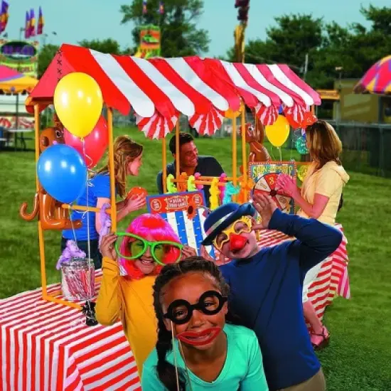 Fun Express Red and White Striped Tablecloth Roll Great for Parties, Carnivals, and Picnics image {4}