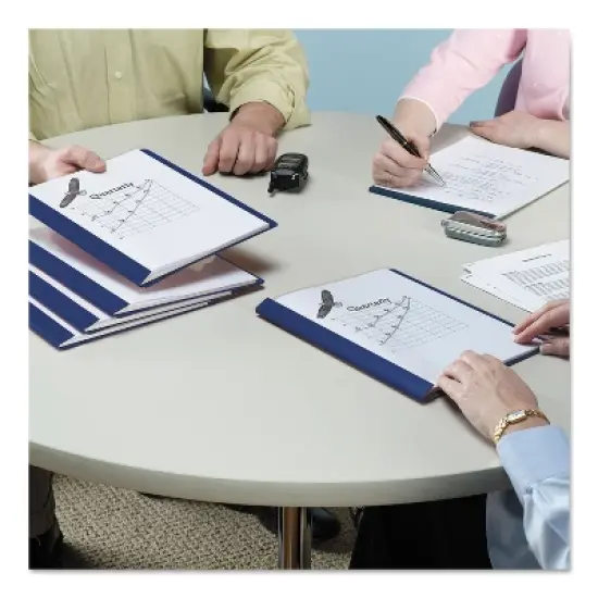 Smead Poly Report Cover Tang Clip Letter 1/2" Capacity Clear/Dark Blue 25/Box 87455 image {4}