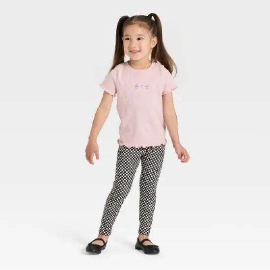 Toddler Girls' Halloween Checkered Leggings - Cat & Jack&trade; Black image {2}