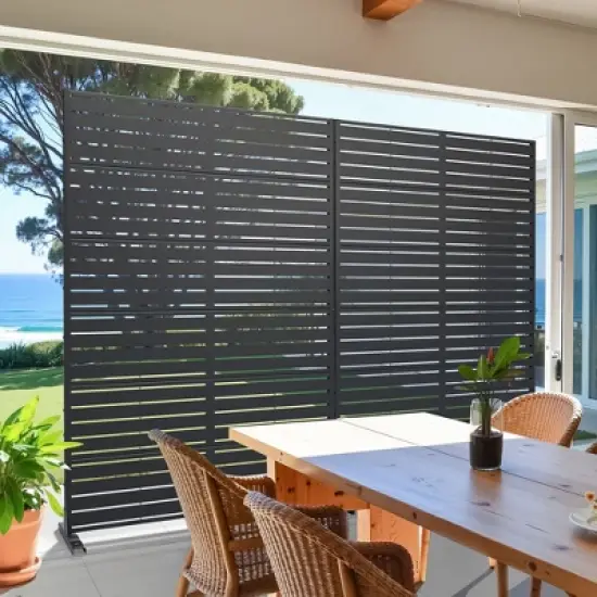 PexFix 72"x47"Indoor Outdoor Black Galvanized Panel Screen Louvered image {1}