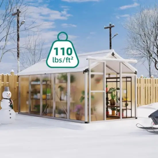 6x10 FT Large Aluminum Greenhouses with Roof Vent Walk-in Green Houses for Winter Garden Backyard Patio Lawn image {3}