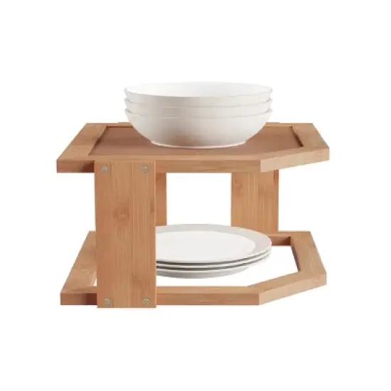 Hastings Home 2-Tier Bamboo Corner Shelf image {4}