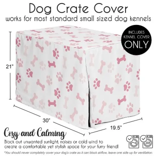 Sweet Jojo Designs Girl Dog Crate Kennel Cover 30in. Paw and Bone Pink and White image {4}