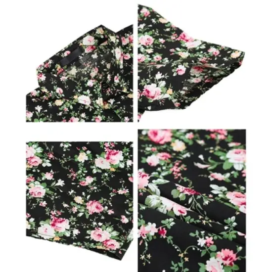 Lars Amadeus Men's Summer Floral Printed Short Sleeves Button Down Beach Hawaiian Shirt image {5}