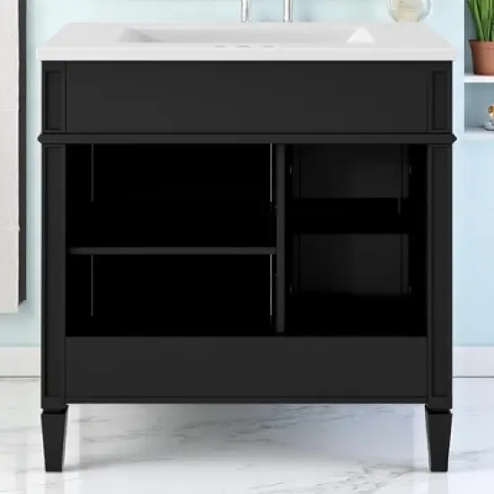 30" Bathroom Vanity with Sink &acirc;&acirc;&sbquo;?MDF and Solid Wood Cabinet, Roman Legs,Undermount Ceramic Sink,Freestanding Cabinet image {4}