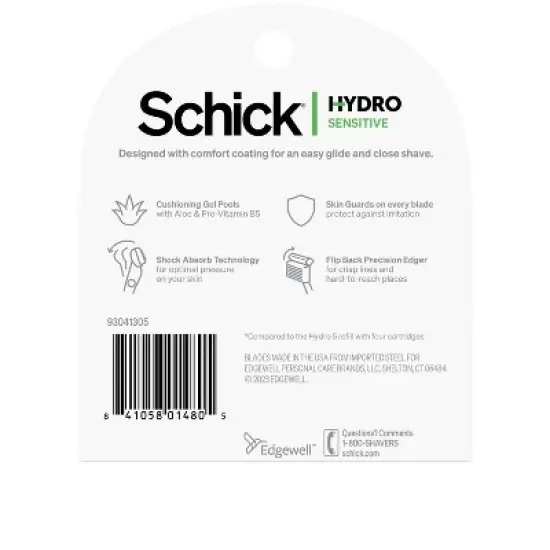 Schick Hydro Sensitive Razor Blade Refills &ndash; Men's Razor Refills, Razor Blades for Men - Trial Size &ndash; 6 Razor Refills image {7}