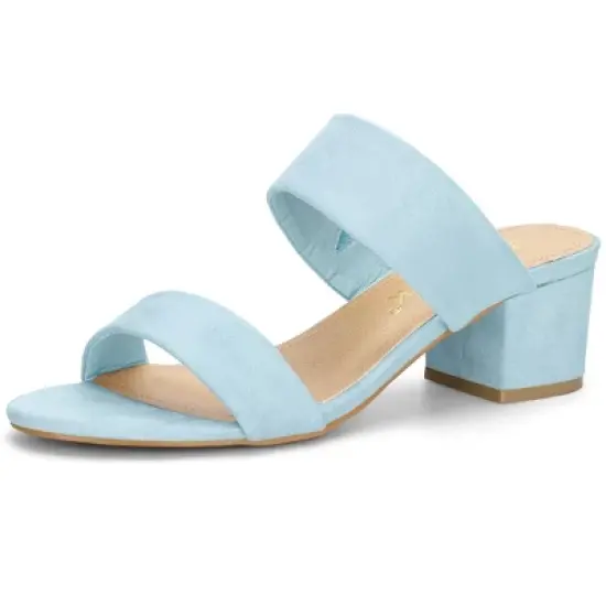 Allegra K Women's Block Heel Dual Straps Slide Sandals image {15}