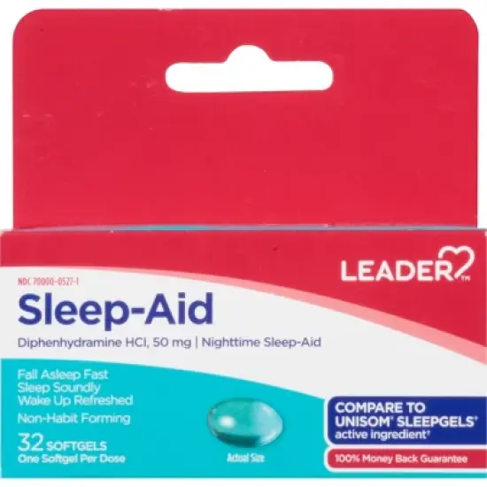 Leader 50 mg Sleep-Aid 32 Softgels image {3}