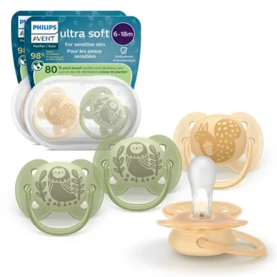 Philips Avent Ultra Soft Pacifiers 6-18m - Squirrel/Owl - 4pk image {6}