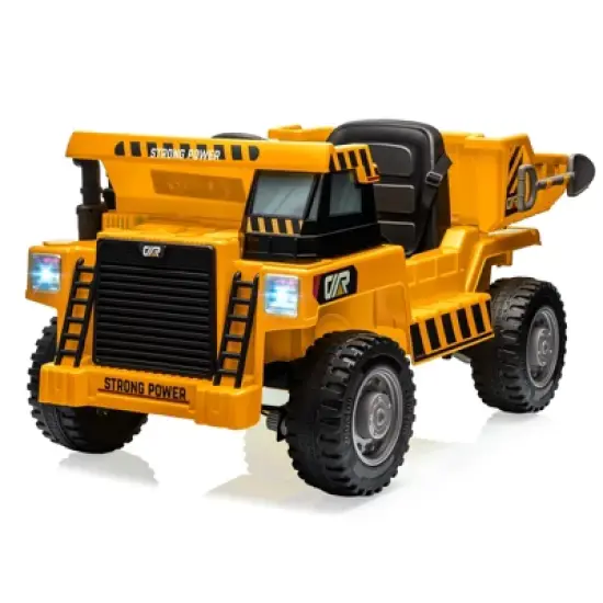 12V Electric Ride-On Construction Truck - 4-Wheeler Toy Car with Remote Control, Dump Bed, Shovel & Music Player image {12}