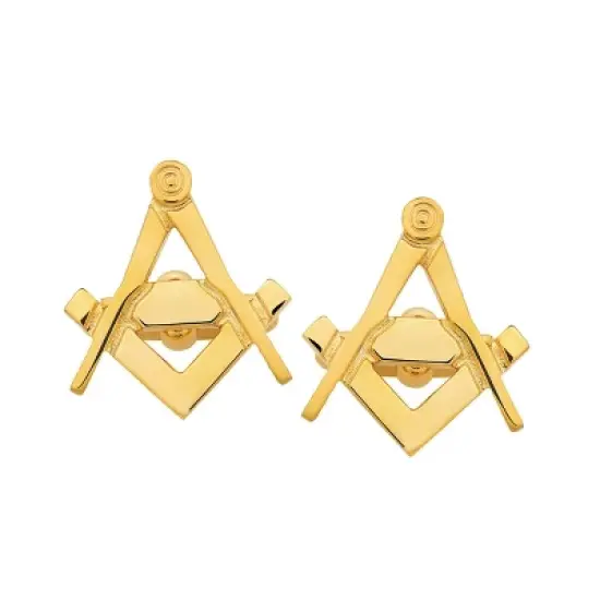 West Coast Jewelry Men's High Polished Masonic Cuff Links - Gold image {1}