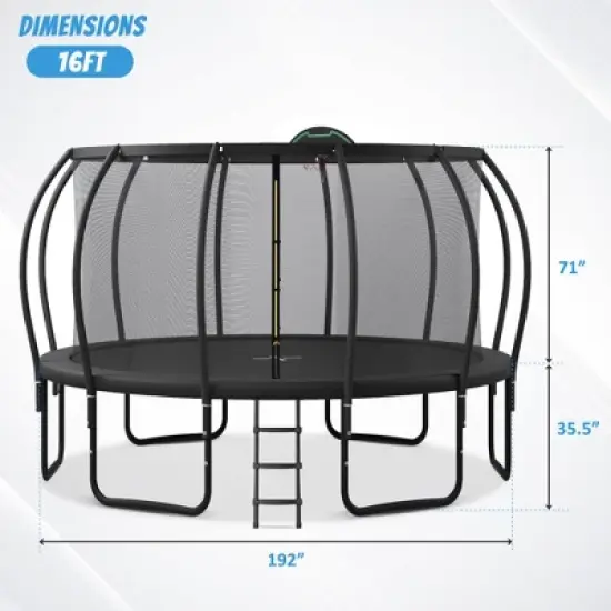 QingMoon 16FT Trampoline For Kids And Adults With Wear-resistant UV-resistant Jumping Mat,Basketball Hoop,Enclosure Net, Recreational Trampoline image {1}