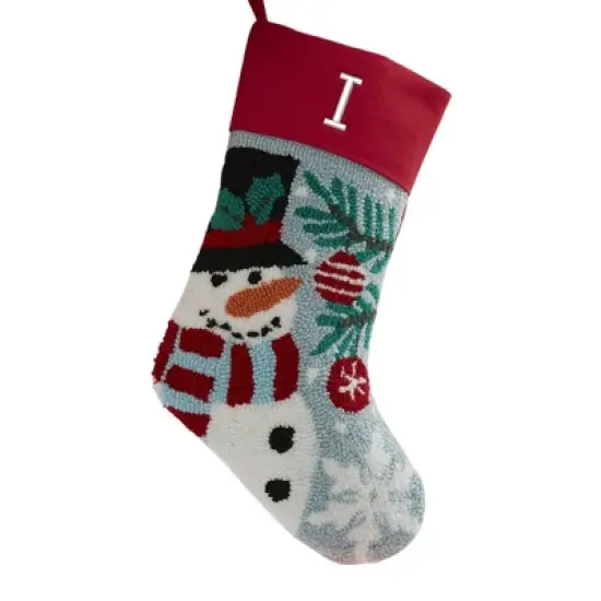 Personalization Mall Snowman Embroidered Initial Hooked Christmas Stockings image {10}