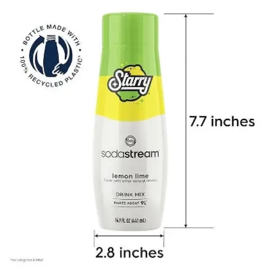 SodaStream Starry Lemon Lime Drink Mix 14.9 fl oz/4pk: Drink Mix Liquid Concentrate, Soft Drink, Non-Allergenic, Mix Ready image {3}