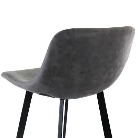 Elama Faux Leather Bar Stool in Gray with Black Legs image {5}