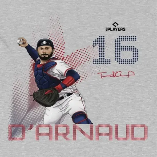 MLBPA Men's Darnaud Pw Licensed Mlbtravis D'Arnaud Atlanta Baseball Atlanta Braves Short Sleeve Graphic Cotton T-Shirt - Sport Grey 3X image {1}