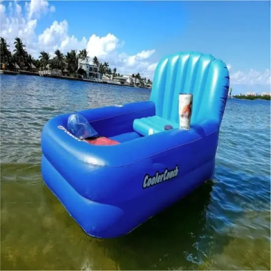 Swim Central Inflatable Swimming Pool Lounger with Ice Cooler - 64" - Blue image {4}