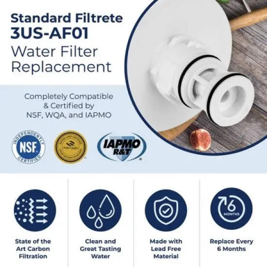 PURELINE 3US-AF01 Replacement Filter. Compatible with 3M&reg; Filtrete 3US-AF01 Under Sink Water Filters (3 Pack) image {4}