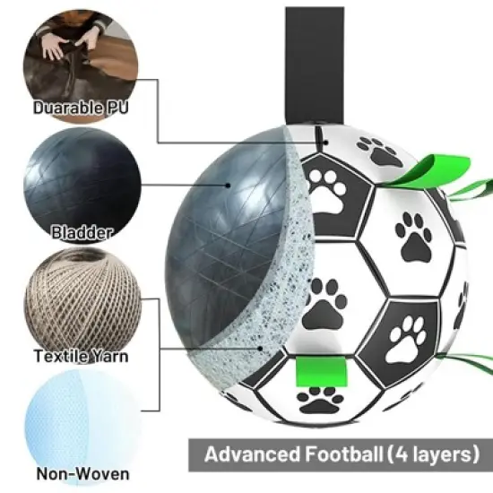 Soccer Design Pet Toy With Straps For Dogs To Chew On. Used For Training, Playing, Teeth Cleaning, And Interactive Retrieval. Suitable for Dogs image {3}