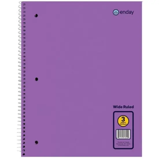 Enday 3-Subject Spiral Notebook Wide Ruled - 120 Sheets image {8}