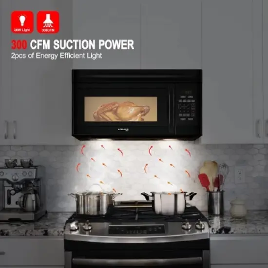 GASLAND 30" Over-The-Range Microwave Oven 1.6 cu.ft., 300 CFM, Black, OTR1603B image {1}