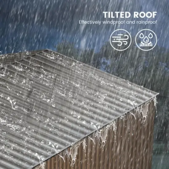 Metal Garden Shed,Outdoor Storage Shed, Outdoor Metal Utility Tool Storage Shed with Door Lock, Waterproof Roofs, for Garden Patio，Brown image {2}