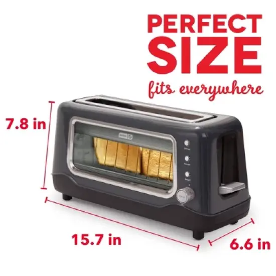 Dash ClearView Long Slot Toaster: See-Through 2-Slice Bagel Toaster, Aqua Green, 1100W, Spot Clean image {12}