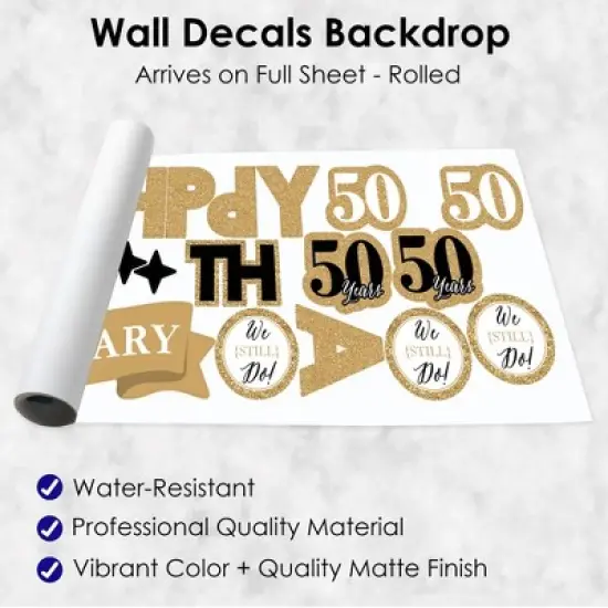 Big Dot of Happiness We Still Do - 50th Wedding Anniversary - Peel and Stick Anniversary Party Decoration - Wall Decals Backdrop image {4}