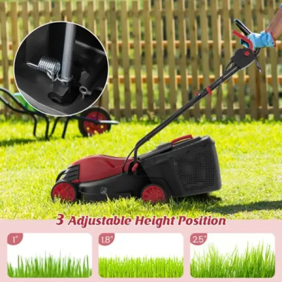 Tangkula Electric Lawn Mower 2-in-1 Versatile Corded Lawn Mower with Grass Collection Box 12 AMP Motor Red image {3}