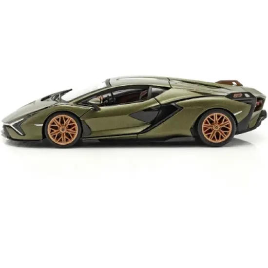 Lamborghini Sian FKP 37 Matt Green Metallic with Copper Wheels 1/24 Diecast Model Car by Bburago image {2}
