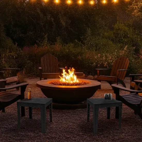 Sunnydaze Weather-Resistant Outdoor Side Table with Faux Wood Plank Tabletop - 16.5" Square - Black image {2}