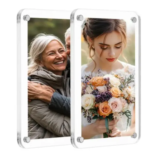 Unique Bargains Double Sided Fujifilm Mini Picture Acrylic Fridge Magnetic Frames 2 Pcs image {10}