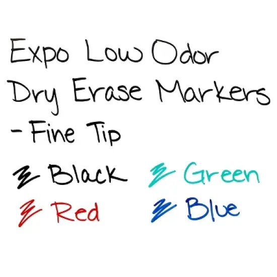 Expo 10pk Dry Erase Markers Fine Tip Black: Thin Black Expo Markers for Art & Office image {3}