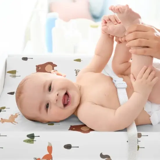 Sweet Jojo Designs Boy Girl Gender Neutral Unisex Changing Pad Sheet Woodland Animal Pals Green Beige and Orange image {2}