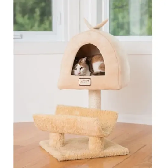 Armarkat X3007 Real Wood Cat Condo, Cat Scratching Post With Plush Condo, Cuddle image {4}