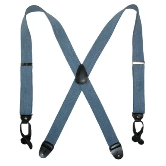 CTM Men's Elastic Denim 2 Inch Button-End Suspenders image {3}