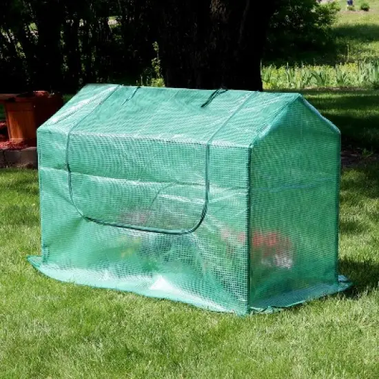 Sunnydaze Mini Greenhouse with 2 Zippered Side Doors - Green image {6}