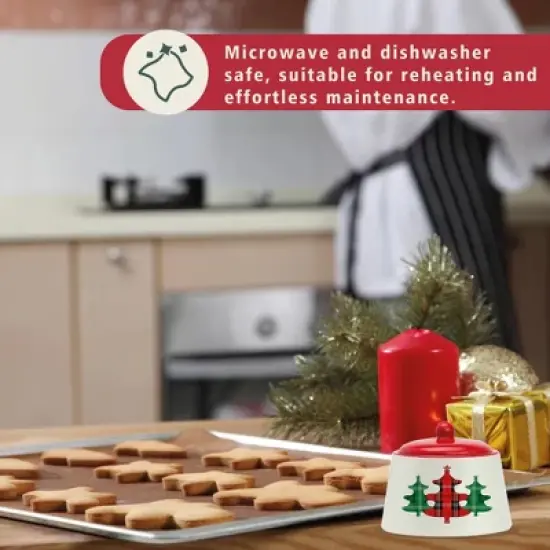 Amici Home Christmas Sugar Bowl with Lid - 8-Ounce Ceramic Container for Salt, Sugar, Spices - Festive Plaid Xmas Tree Kitchen Sugar Bowl image {6}