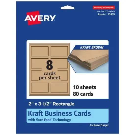 Avery Printable Rectangle Business Cards with Sure Feed Technology, 2" x 3-1/2", Kraft Brown Cardstock, Print-to-the-Edge, Laser/Inkjet, 80 Total image {9}