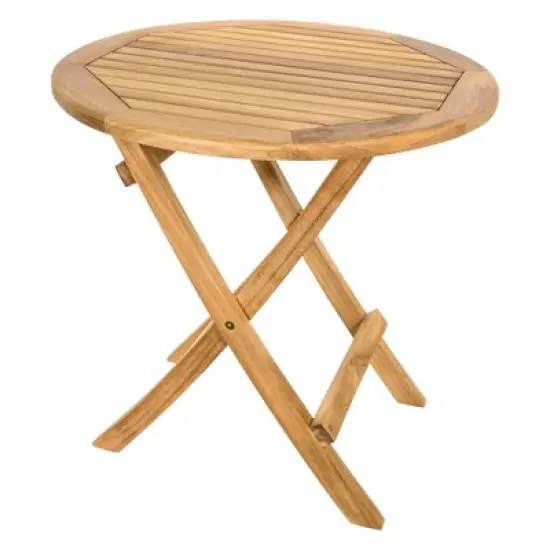 Nordic Teak 20" Natural Outdoor Round Folding Side Table image {1}