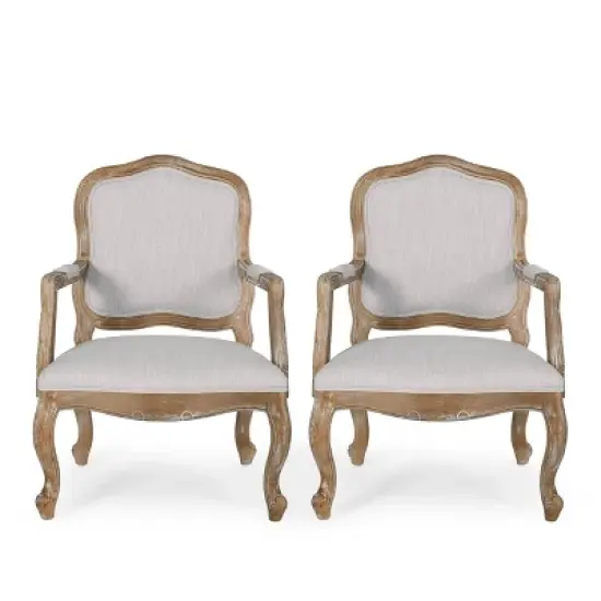Set of 2 Andrea French Country Wood Upholstered Dining Armchairs - Christopher Knight Home image {15}